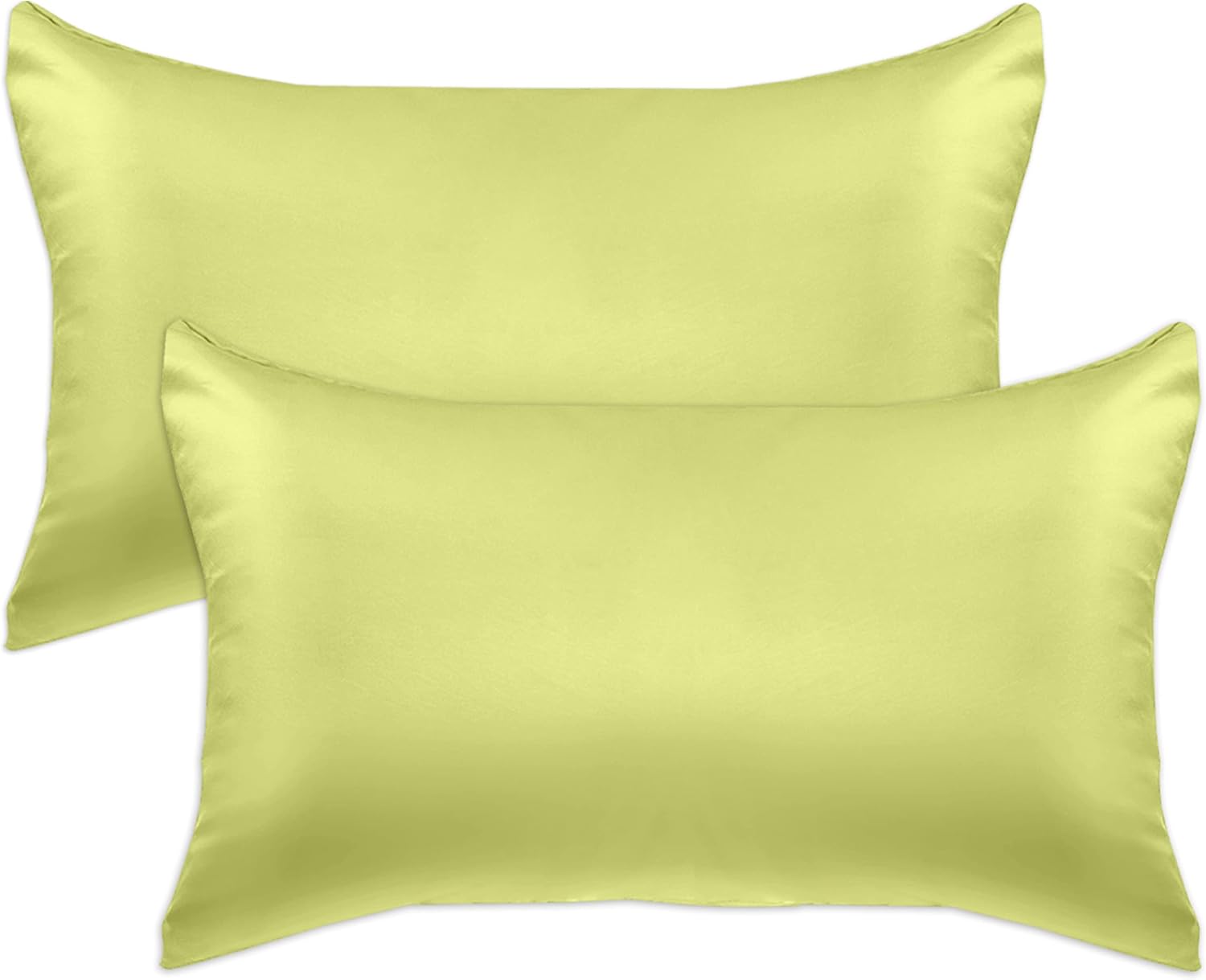 Elegantcomfort Elegant Comfort 2-PACK Pistachio Green Viscose Satin Pillowcase Set with Hidden Zipper closure, Silky Smooth for Hair and Sk…