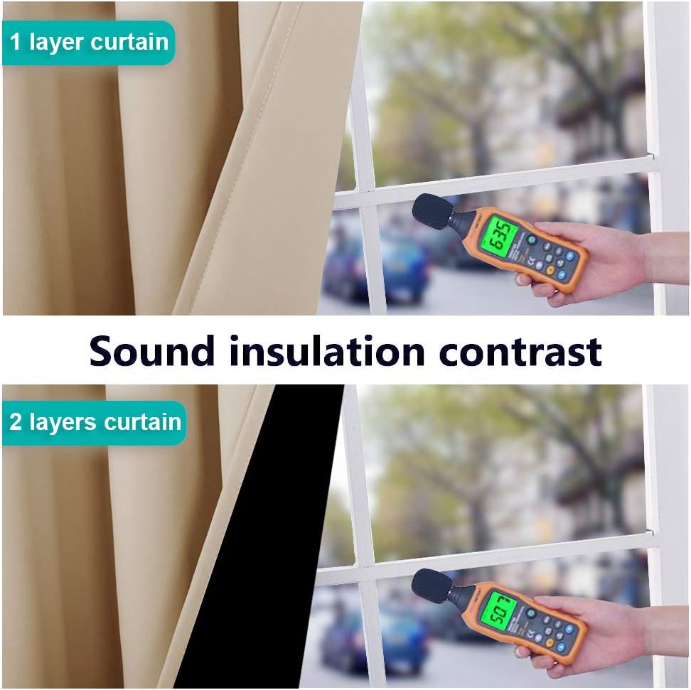 Nicetown Bedroom Full Blackout Curtain Panels, Super Thick Insulated Window Covers, Complete Blackout Draperies with Black Liner for Short…