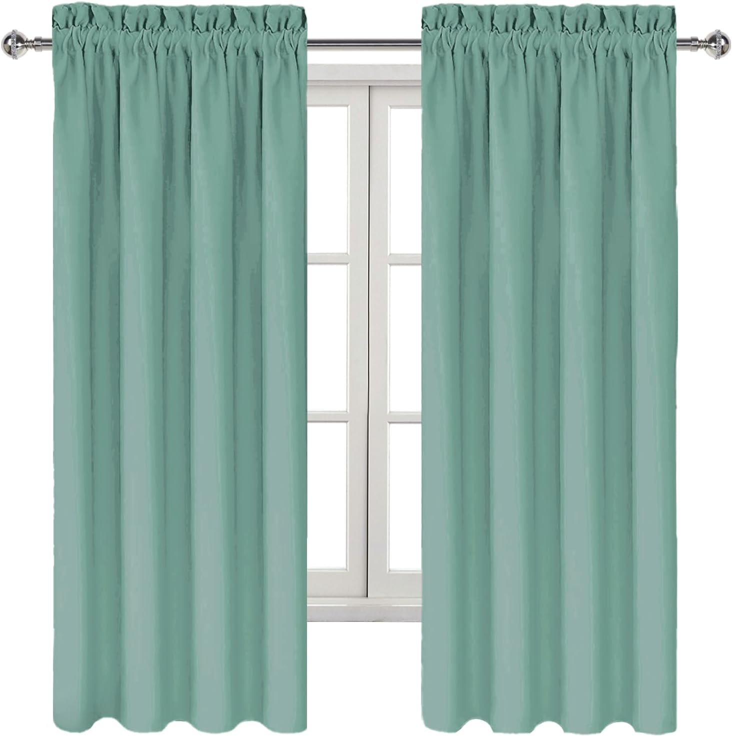 DWCN Blackout Curtains for Living Room Thermal Insulated, Energy Saving & Noise Reducing Bedroom Curtains, Sage Green, W 42x L 63 Inch…