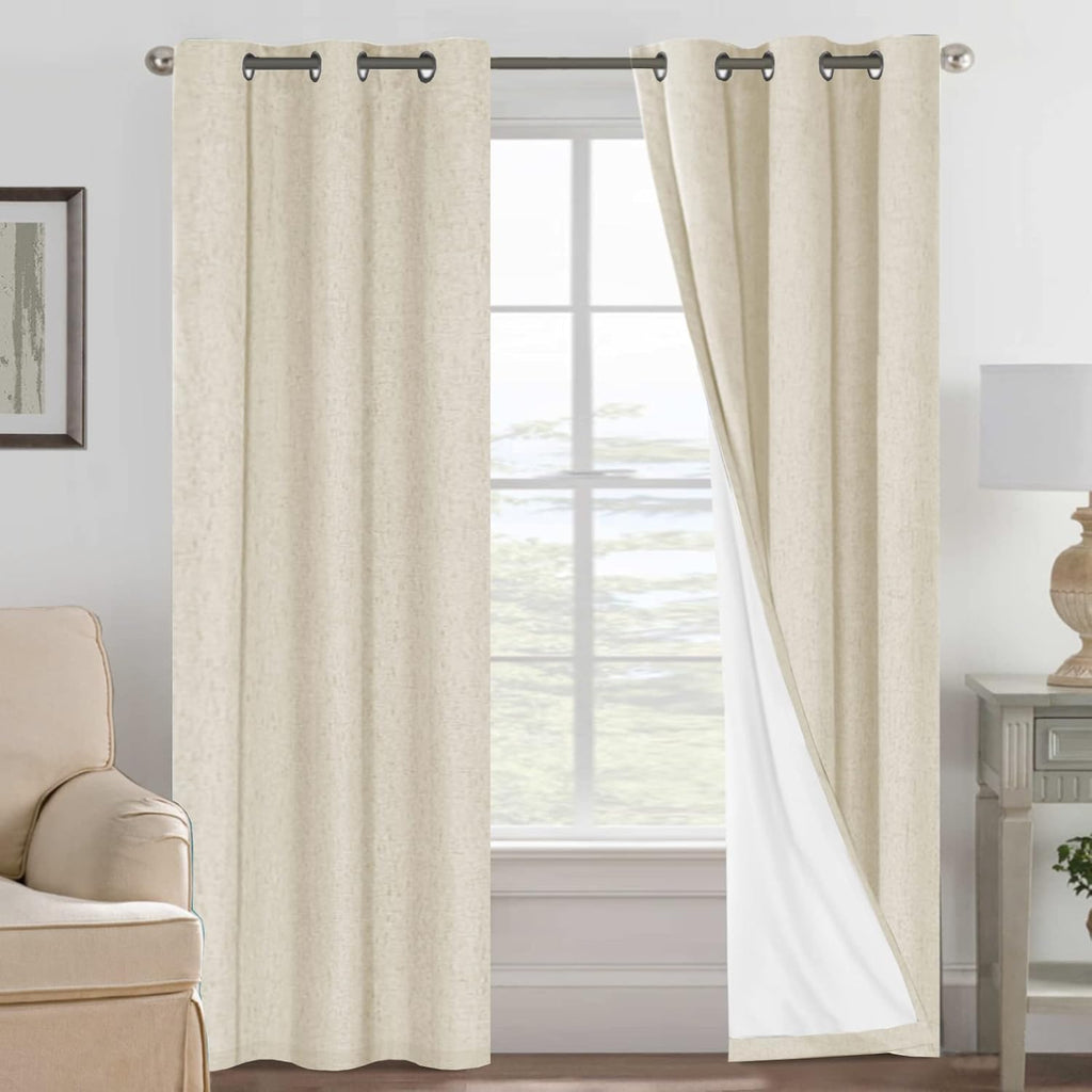 H.VERSAILTEX 100% Blackout Curtains for Bedroom Thermal Insulated Linen Textured Curtains Heat and Full Light Blocking Drapes Living Room…