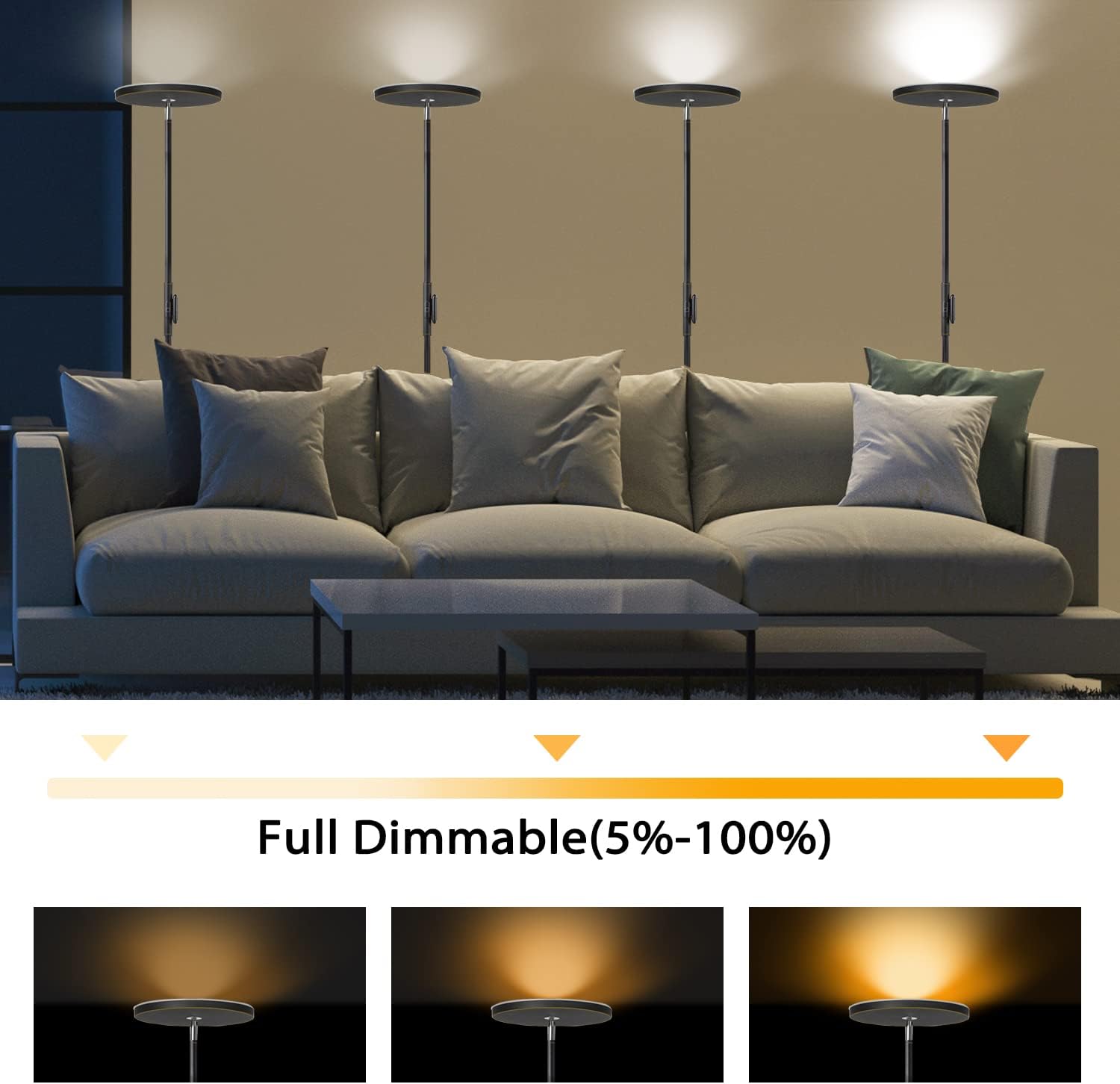 JOOFO Floor Lamp,30W/2400LM Sky LED Modern Torchiere 3 Color Temperatures Super Bright Floor Lamps-Tall Standing Pole Light with Remote &…