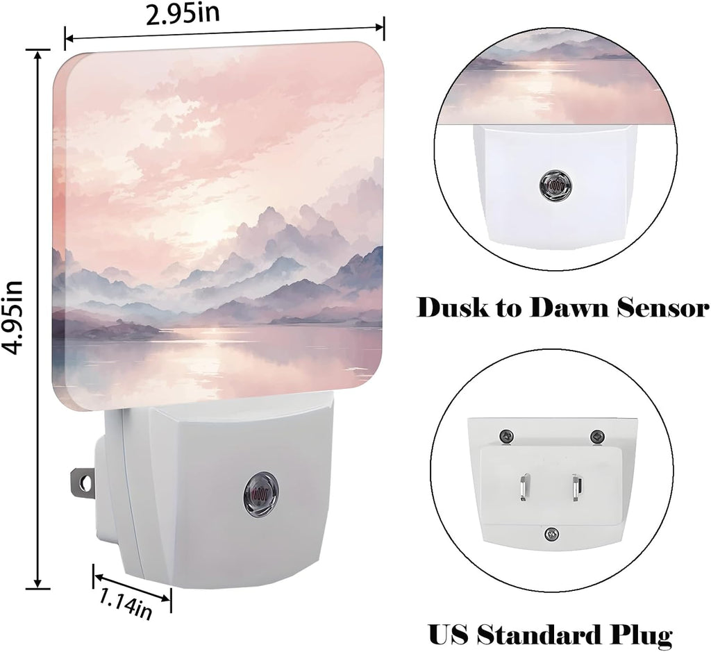 Mountain and River Night Light, Plug Into Wall with Dusk to Dawn Light Sensors, Warm Nightlights for Bedroom, Bathroom, Hallway, Kitchen…