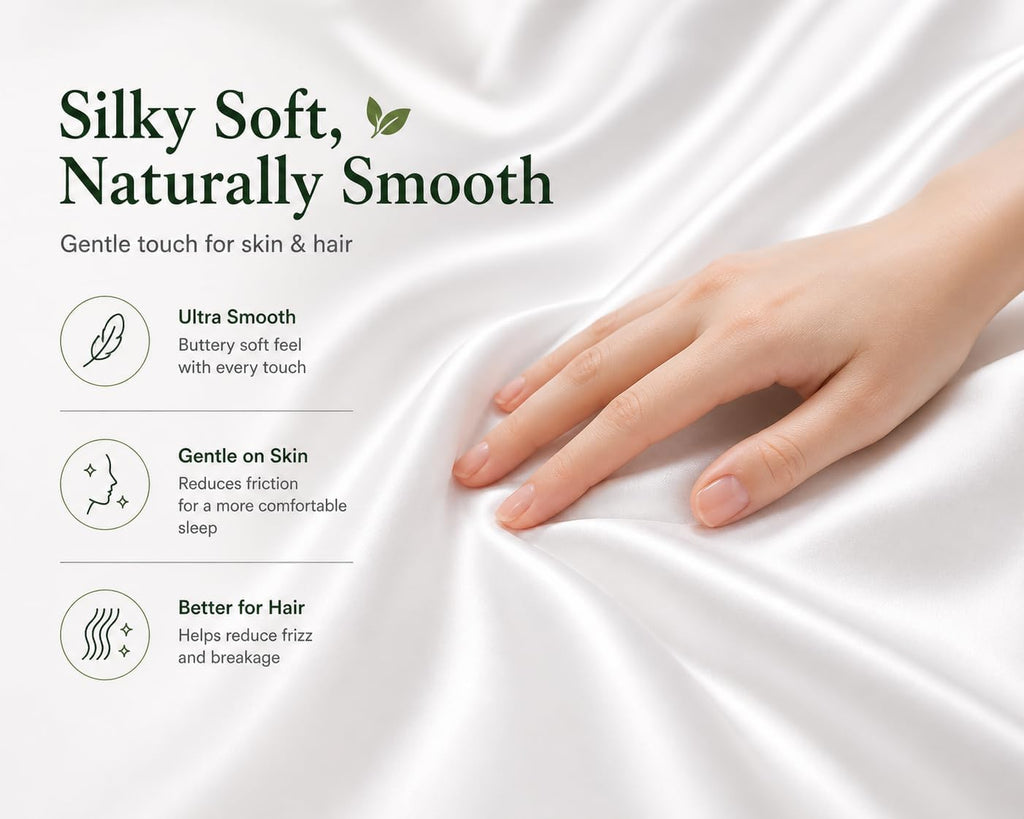 Evolive 100% Rayon Derived from Bamboo Material Cooling Breathable Standard/Queen Pillowcases Pillow Cover 20x30 inches Set of 2 with Envel…