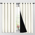 Yakamok 100% Cream Blackout Curtains for Bedroom, Light Blocking Thermal Insulated Noise Reducing Blackout Drapes for Living Room(62Wx63L,…