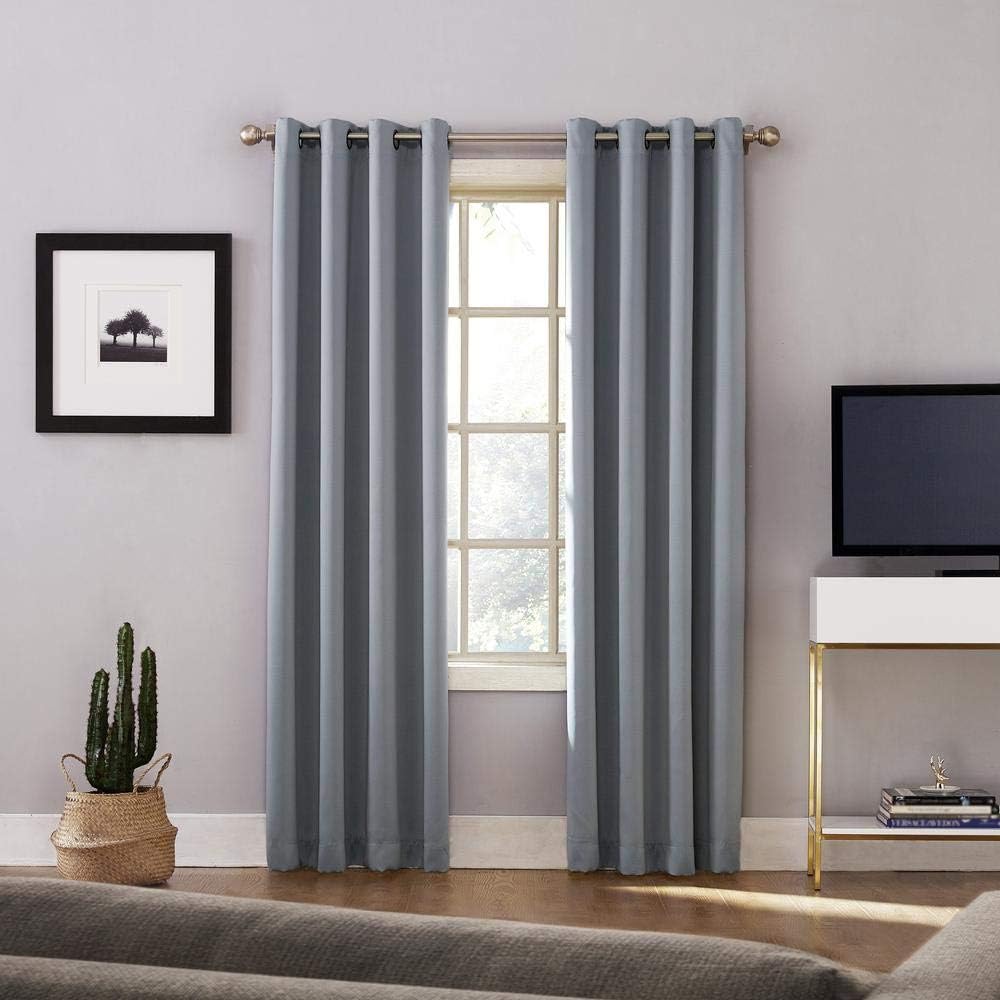 Sun Zero Nordic Theater Grade Extreme 100% Blackout Grommet Curtain Single Panel, 52" x 95", Haze