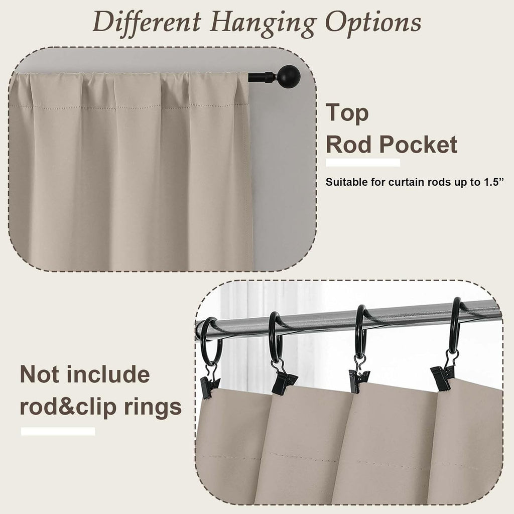 Gwine Stone Blackout Curtains for Bedroom 84 inches Long 2 Panels Set, Solid Noise Reducing Thermal Insulated Blackout Curtains for…