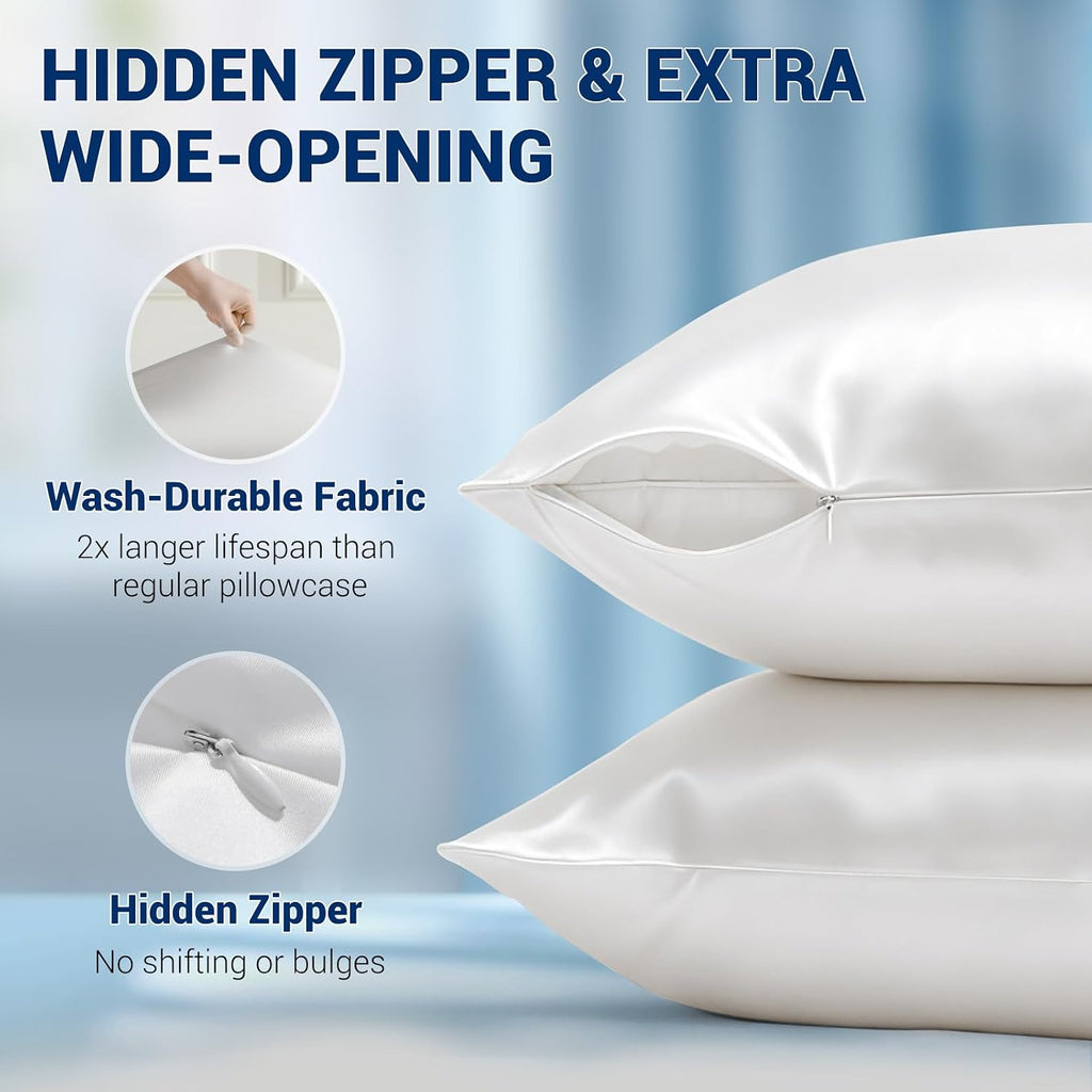 Luxear Cooling Pillow Cases for Hot Sleepers, Double-Sided Upgraded Arc-Chill Q-Max > 0.5 Cooling Satin Pillowcase, Silky Soft, Hair & Skin…
