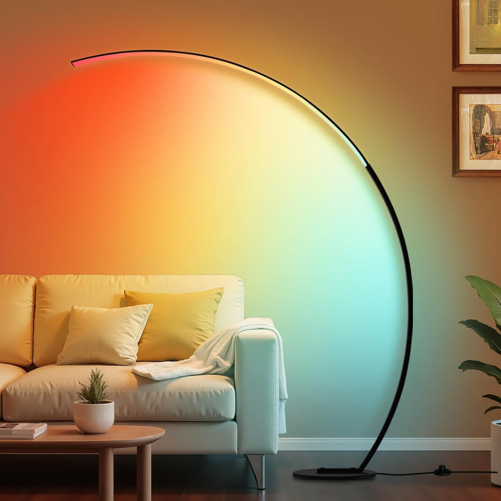 RGB Dimmable Arc Floor Lamps with 3 Color Temperatures, Ultra Bright 1800LM LED Floor Lamps for Living Room, Modern Standing Tall Lamp…
