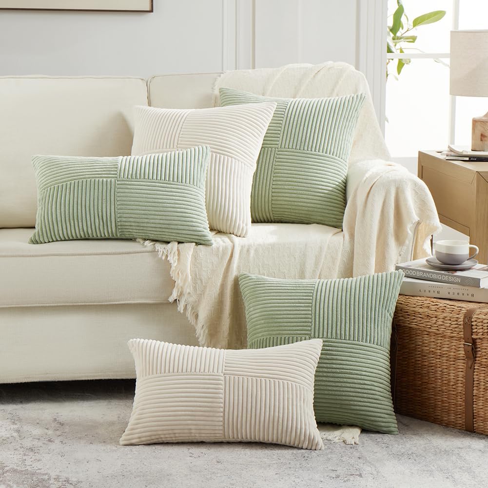 Fancy Homi Boho Cream Decorative Throw Pillow Covers 18x18 Inch for Living Room Couch Bed Sofa, Rustic Farmhouse Home Decor, Soft Corss…