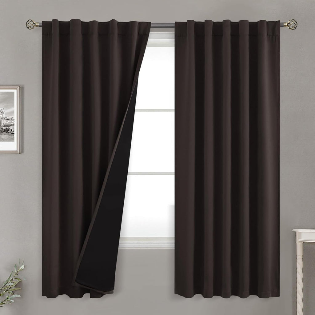 BGment Full Blackout Curtains 72 Inches Long with Insulated Lining Curtains, Light Blocking Soundproof Room Darkening Rod Pocket and Back…