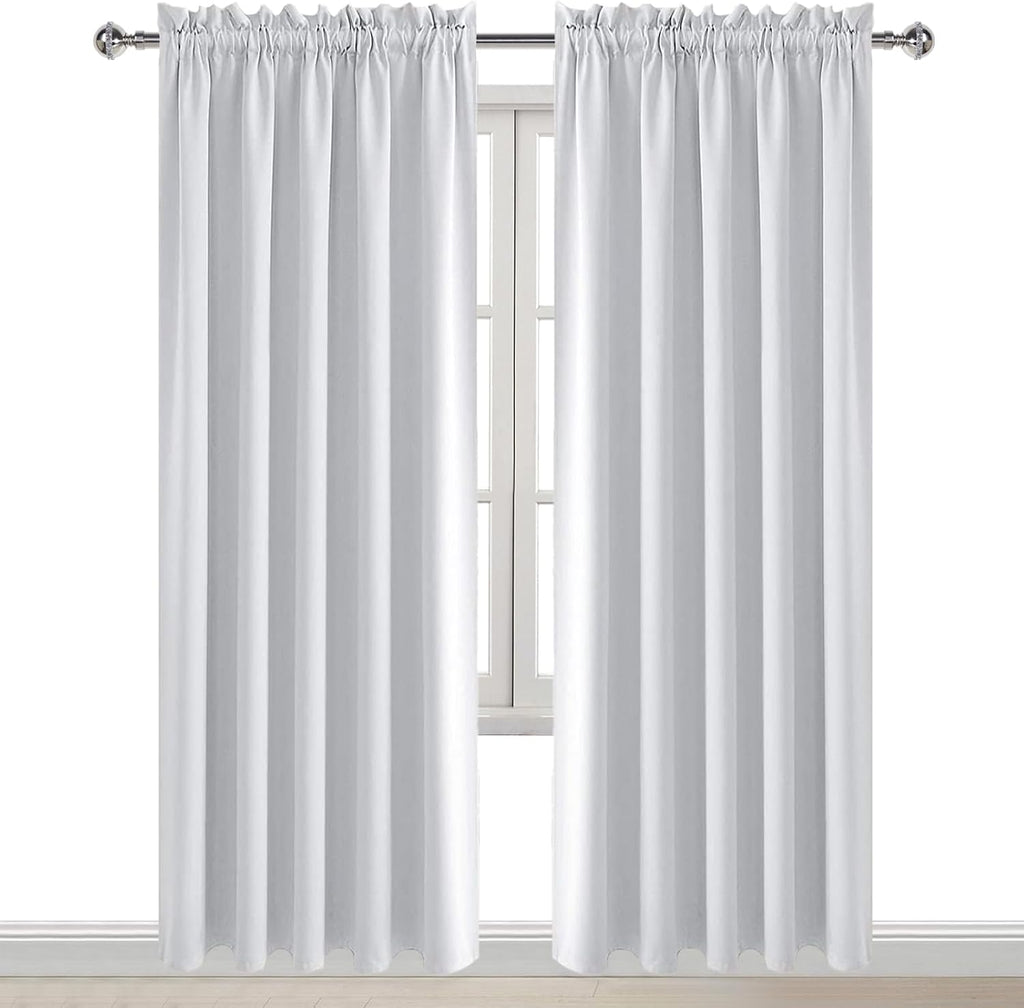 DWCN White Room Darkening Curtains for Bedroom, 60 x 84 inches Long - Energy Saving Privacy Window Drapes, Set of 2 Rod Pocket Curtain…