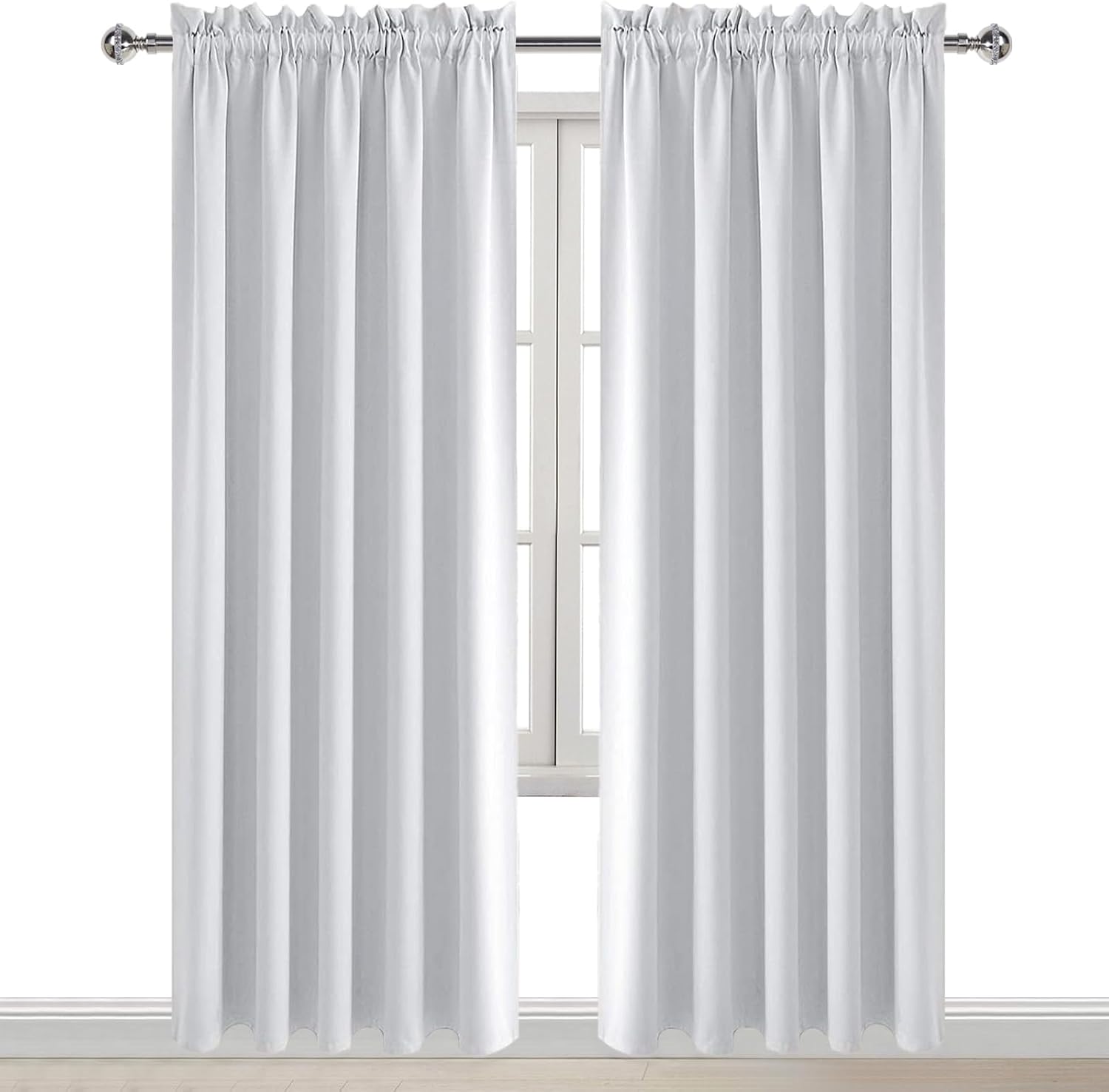 DWCN White Room Darkening Curtains for Bedroom, 60 x 84 inches Long - Energy Saving Privacy Window Drapes, Set of 2 Rod Pocket Curtain…