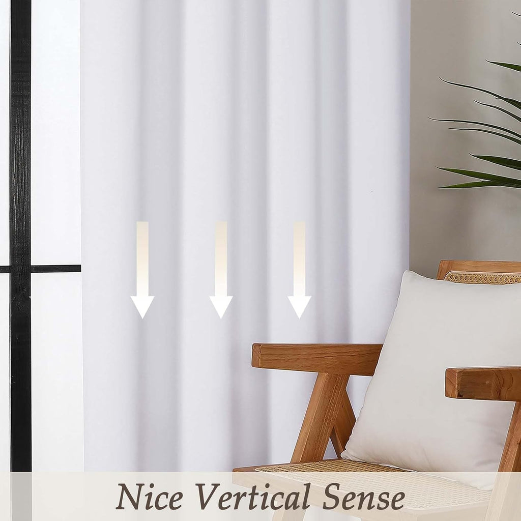 Gwine Pura White Curtains 84 inches Long, Light Filtering Thermal Insulated Noise Reducing Window Curtain Panels for Bedroom, Elegant…