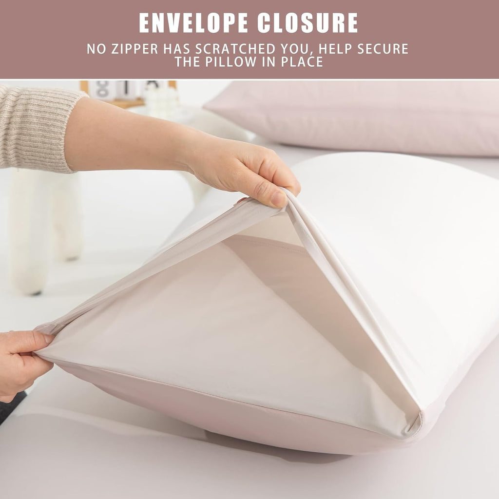 TELUS Cooling Pillowcases King Size 2-Pack, Silky Soft Breathable Pillow Case with Envelope Close, Stay Cool Pillow Cover for Hot…