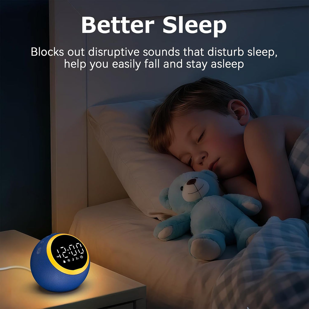 White Noise Sound Machine with Clock: Alarm Clocks, 30 Soothing Sounds, 10 Soft Wake-Up Sounds, 32 Adjustable Volume & Timer, Memory…