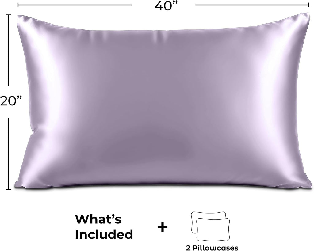 PureBedding Pure Bedding Satin Pillowcase 2 Pack - King Size (20"x40", Lavender) - Silky Pillow Cases for Hair and Skin - Satin Pillow Cove…