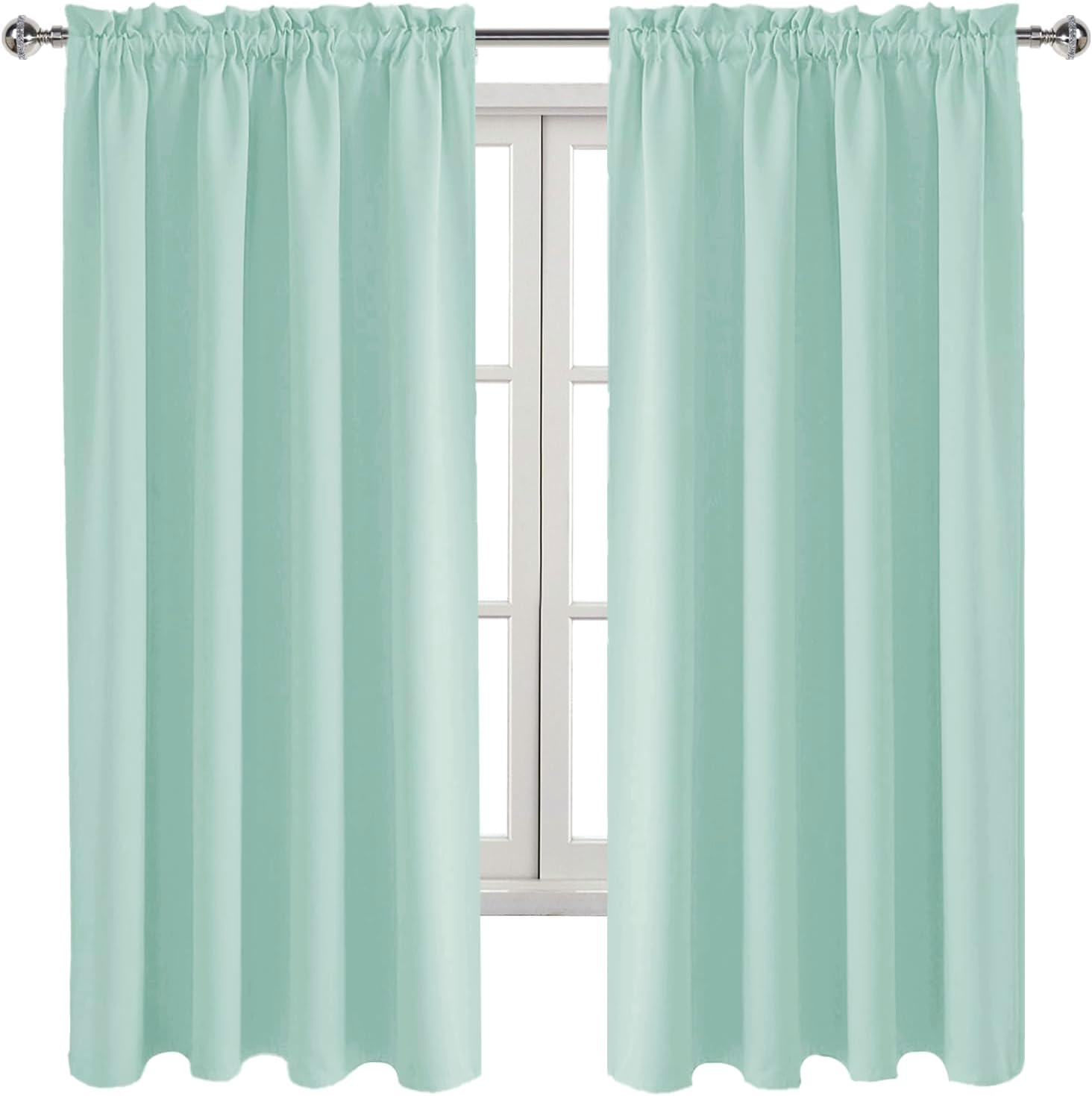 DWCN Blackout Curtains Thermal Insulated, Energy Saving & Noise Reducing Bedroom and Living Room Curtains, Mint Green, W 52x L 63 Inch…