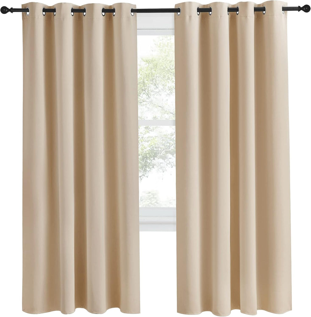 NICETOWN Room Darkening Biscotti Beige Curtain, 55x78 inches, 1 Piece, Modern Design Light Reducing & Privacy Protection Short Window…