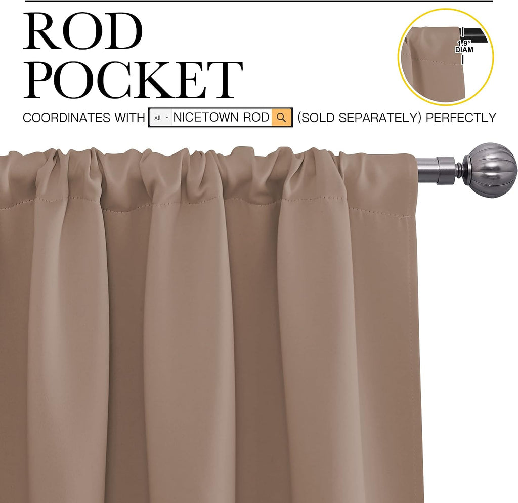 NICETOWN Kitchen Window Blackout Curtains - Window Treatment Thermal Insulated Rod Pocket Small Blackout Draperies/Drapes for…