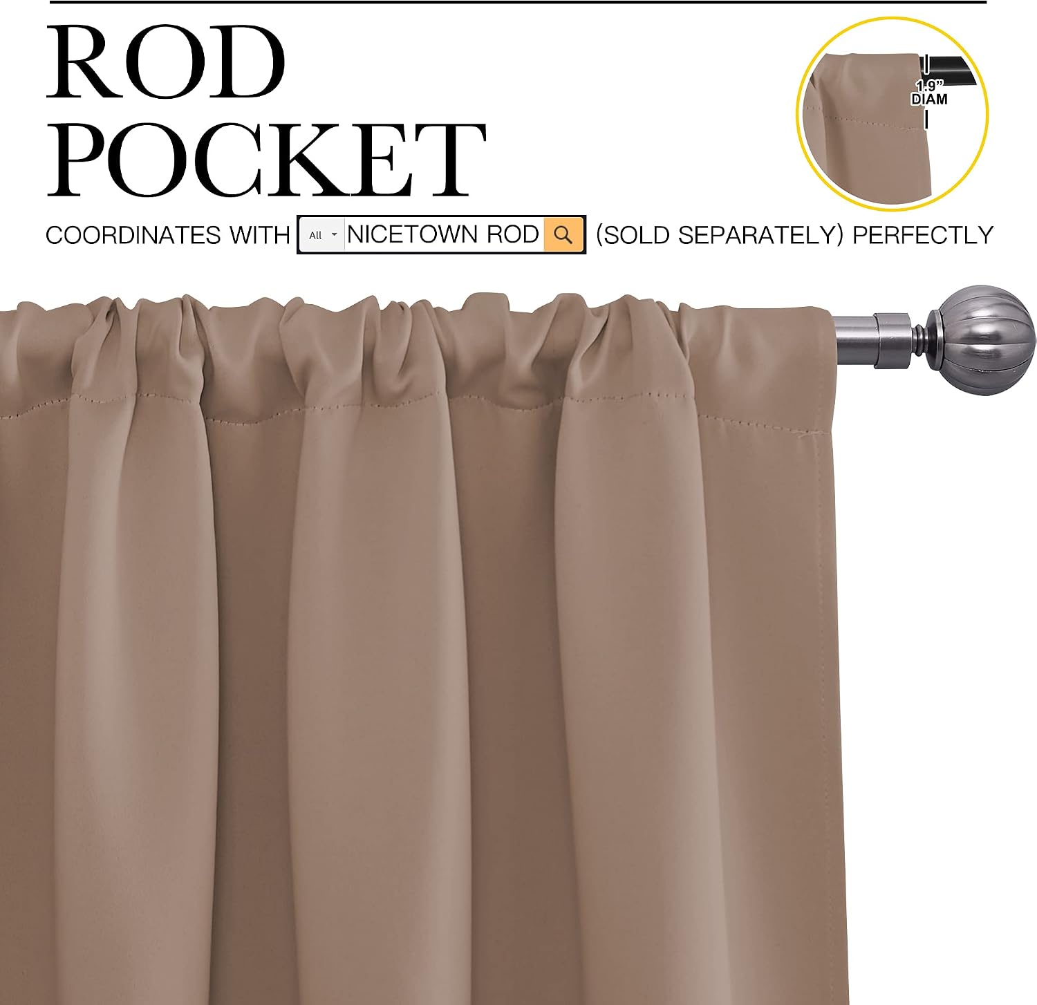 NICETOWN Kitchen Window Blackout Curtains - Window Treatment Thermal Insulated Rod Pocket Small Blackout Draperies/Drapes for…