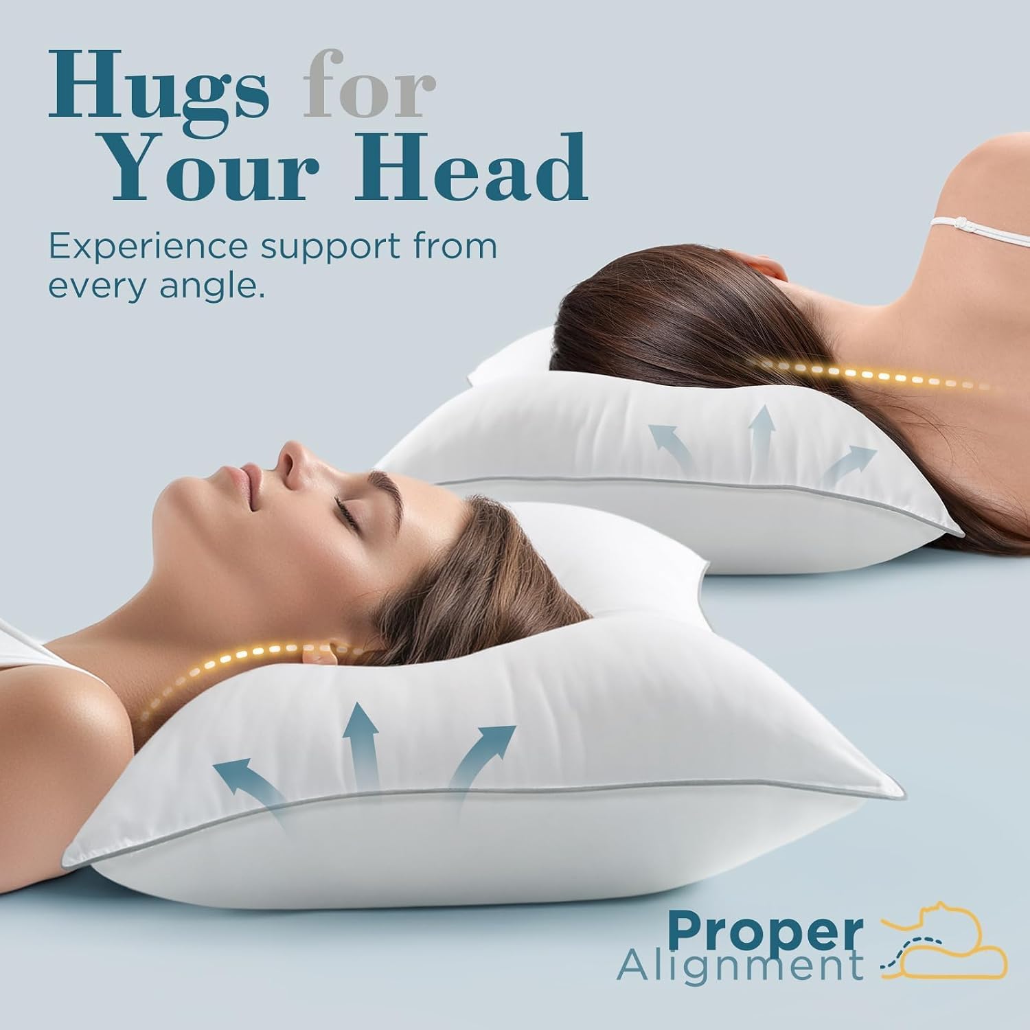 Viewstar Bed Pillows Queen Sizes Set of 2, Hotel Quality Cooling Down Alternative Gusseted Pillows for Side, Back, or Stomach Sleepers, Dou…