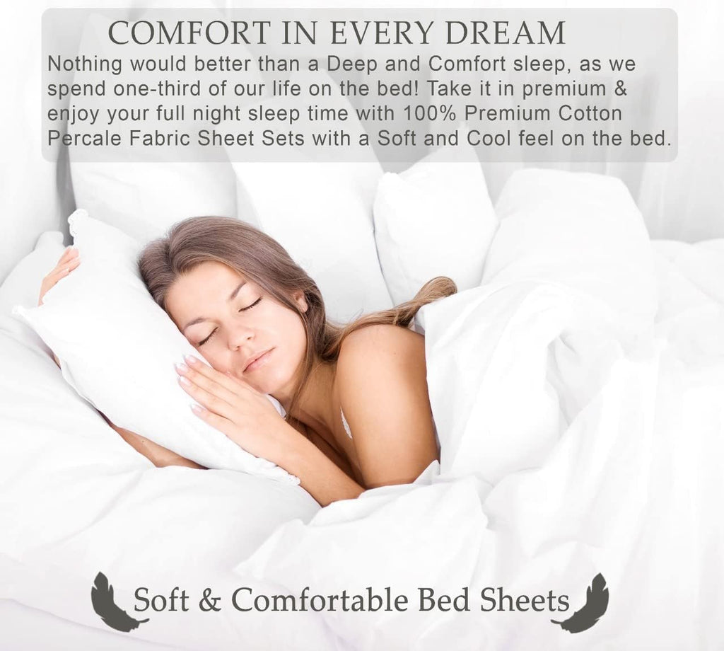 Ruvanti 100% Cotton Percale Sheets Full Size – Crisp Cooling Bed Sheets for Hot Sleepers, Deep Pocket 16”, Soft Breathable & Durable Hotel-…