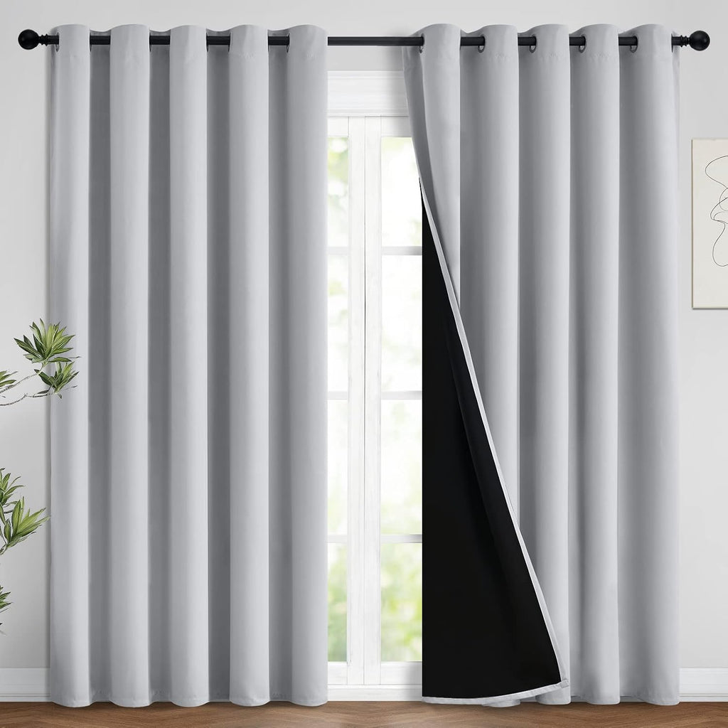 Yakamok 100% Blackout Lined Panels, Room Darkening Thermal Insulated Blackout Curtains for Bedroom, Heat Blocking Drapes for Living Room(62…