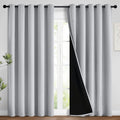 Yakamok 100% Blackout Lined Panels, Room Darkening Thermal Insulated Blackout Curtains for Bedroom, Heat Blocking Drapes for Living Room(62…