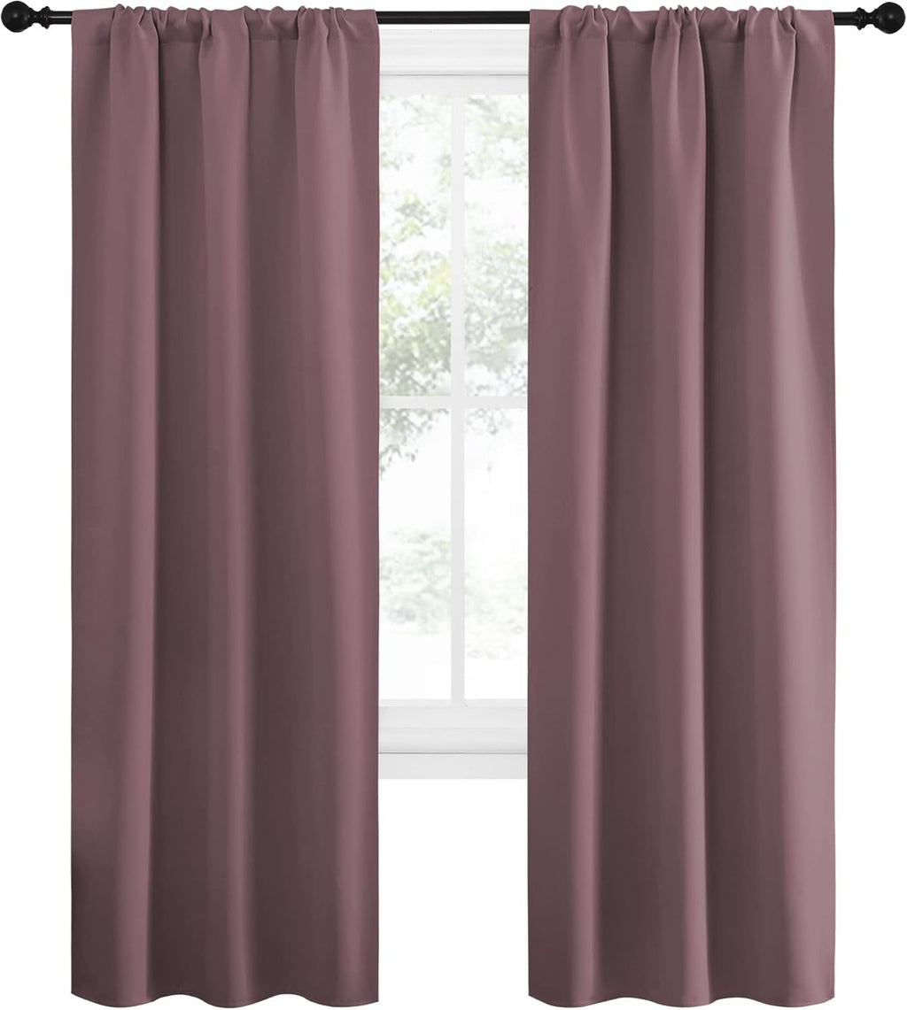 NICETOWN Blackout Curtains for Living Curtains, Window Treatment Thermal Insulated Solid Room Darkening Drape Panels for Girls Room (Dry…