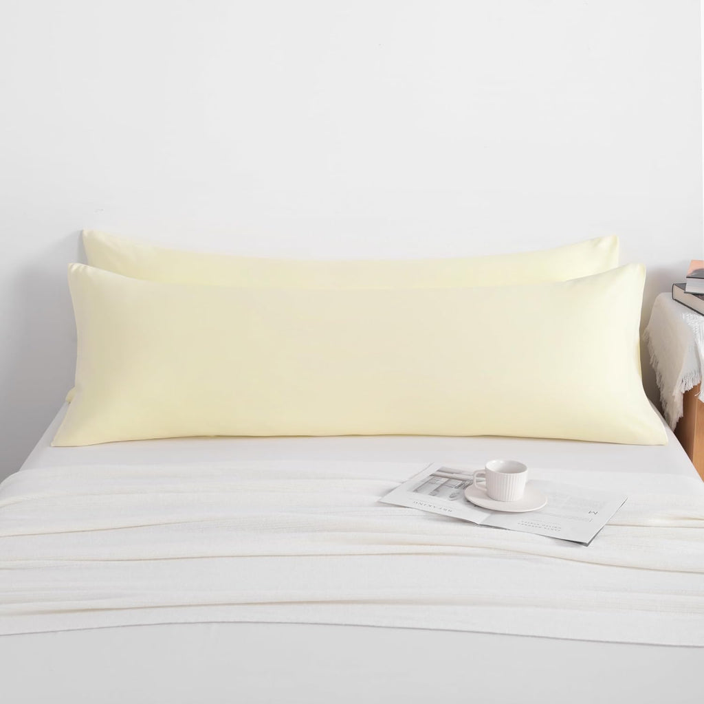 Ntbay Body Pillow Cases Set of 2, 2 Pack Brushed Microfiber 20x54 Pillow Cases, Soft, Wrinkle, Fade, Stain Resistant Ivory Pillow Cases wit…