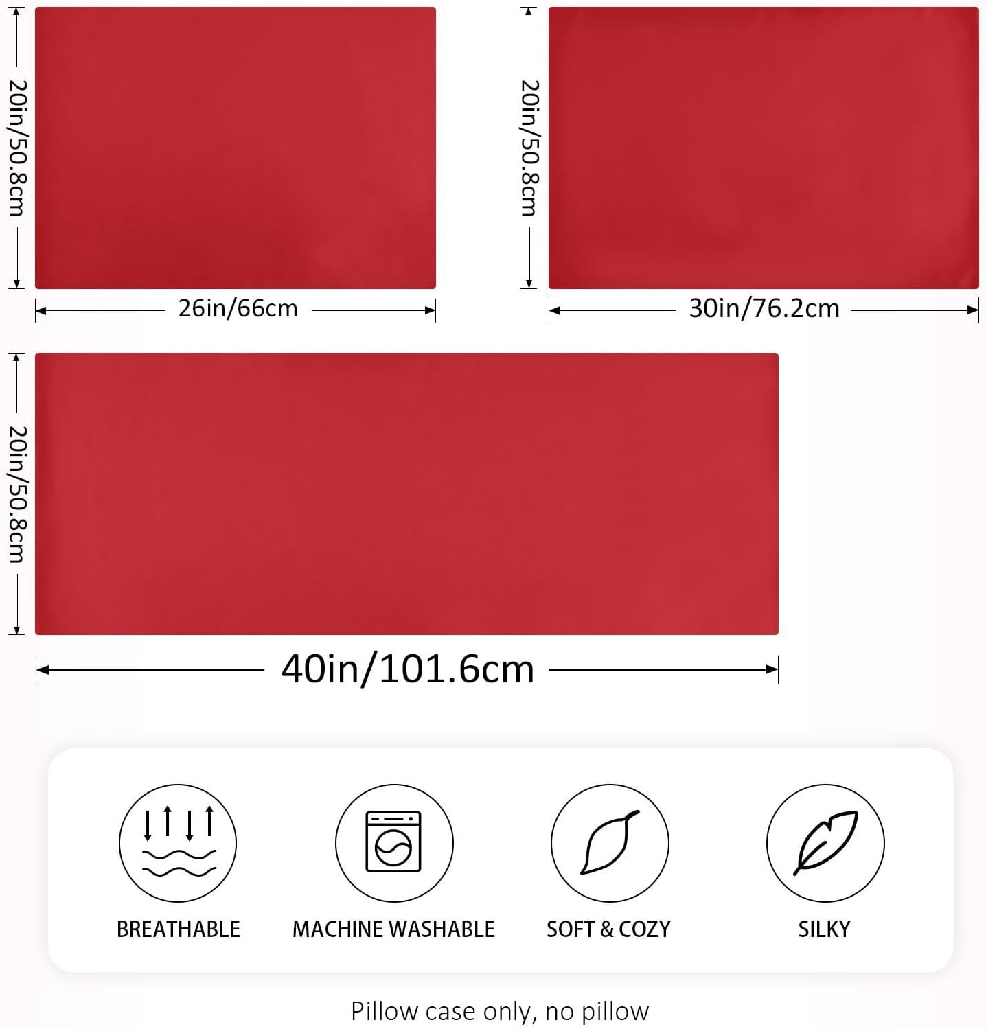 Red Color Pillow Covers Silk Pillowcase for Hair and Skin Soft Smooth Cooling Satin Pillowcase Queen Size Pillow Case for Women Boys…