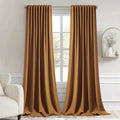 Miulee Golden Brown Back Tab Blackout Curtain 96 Inch Long 2 Panels Set for Bedroom, Rod Pocket/Pinch Pleat Thermal Insulated Living Room D…