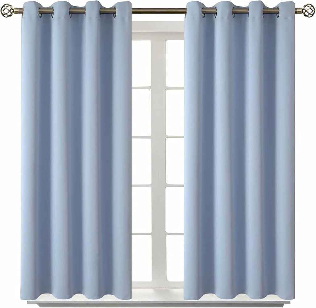 BGment Blackout Curtains for Living Room - Grommet Thermal Insulated Room Darkening Curtains for Bedroom, 2 Panels of 52 x 45 Inch, Spa Blu…