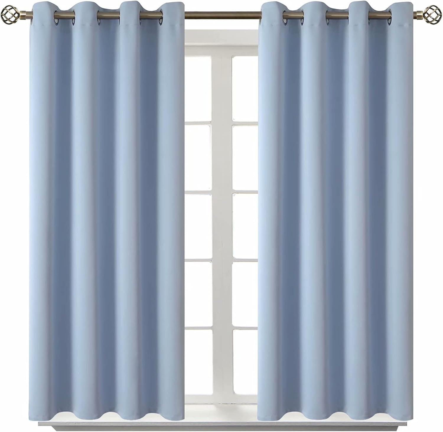 BGment Blackout Curtains for Living Room - Grommet Thermal Insulated Room Darkening Curtains for Bedroom, 2 Panels of 52 x 45 Inch, Spa Blu…
