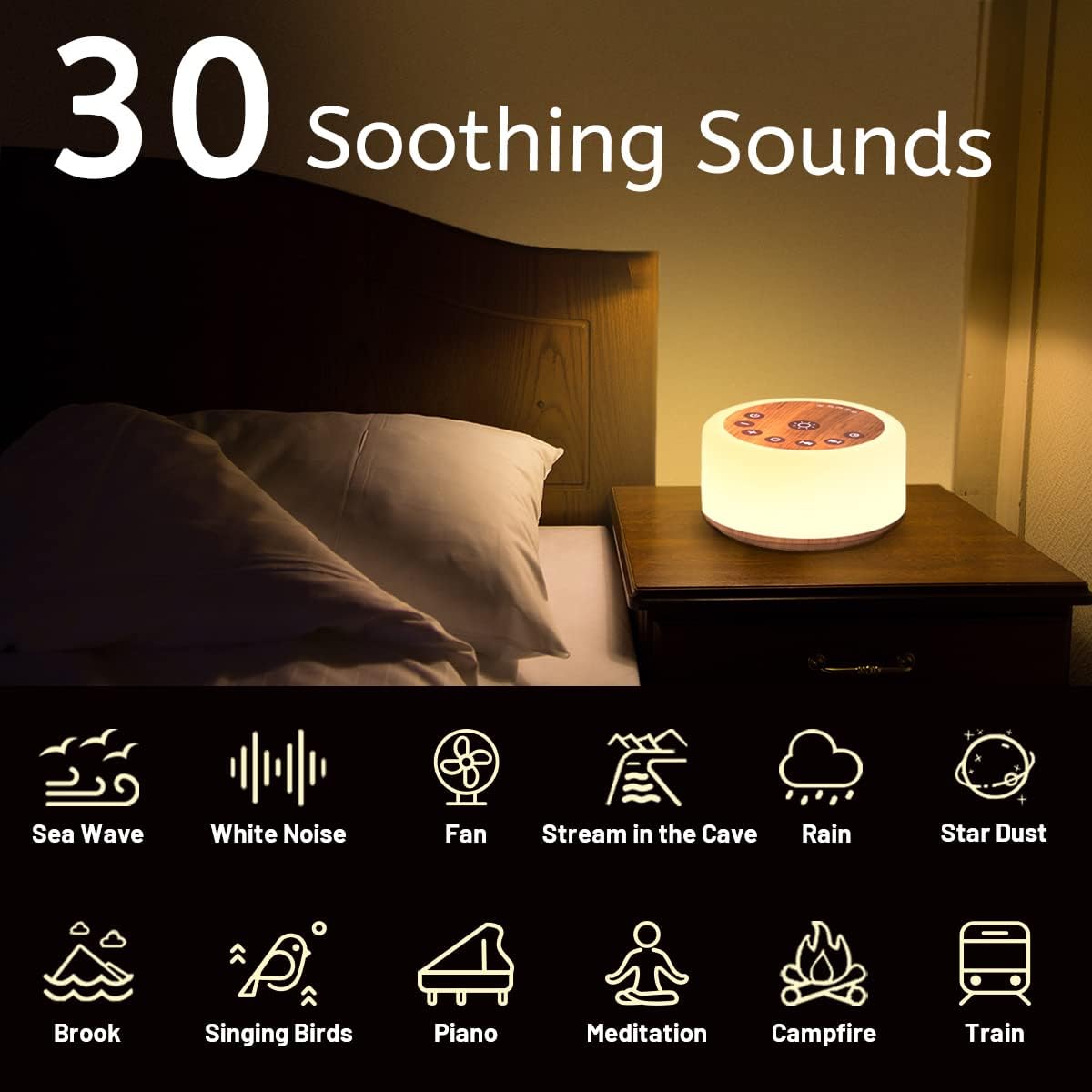 ColourNoise Soother Sleep Sound Machine Night Light White Noise Machine with 30 Soothing Sounds & 12 Color Night Lights for Baby Kids Adult…