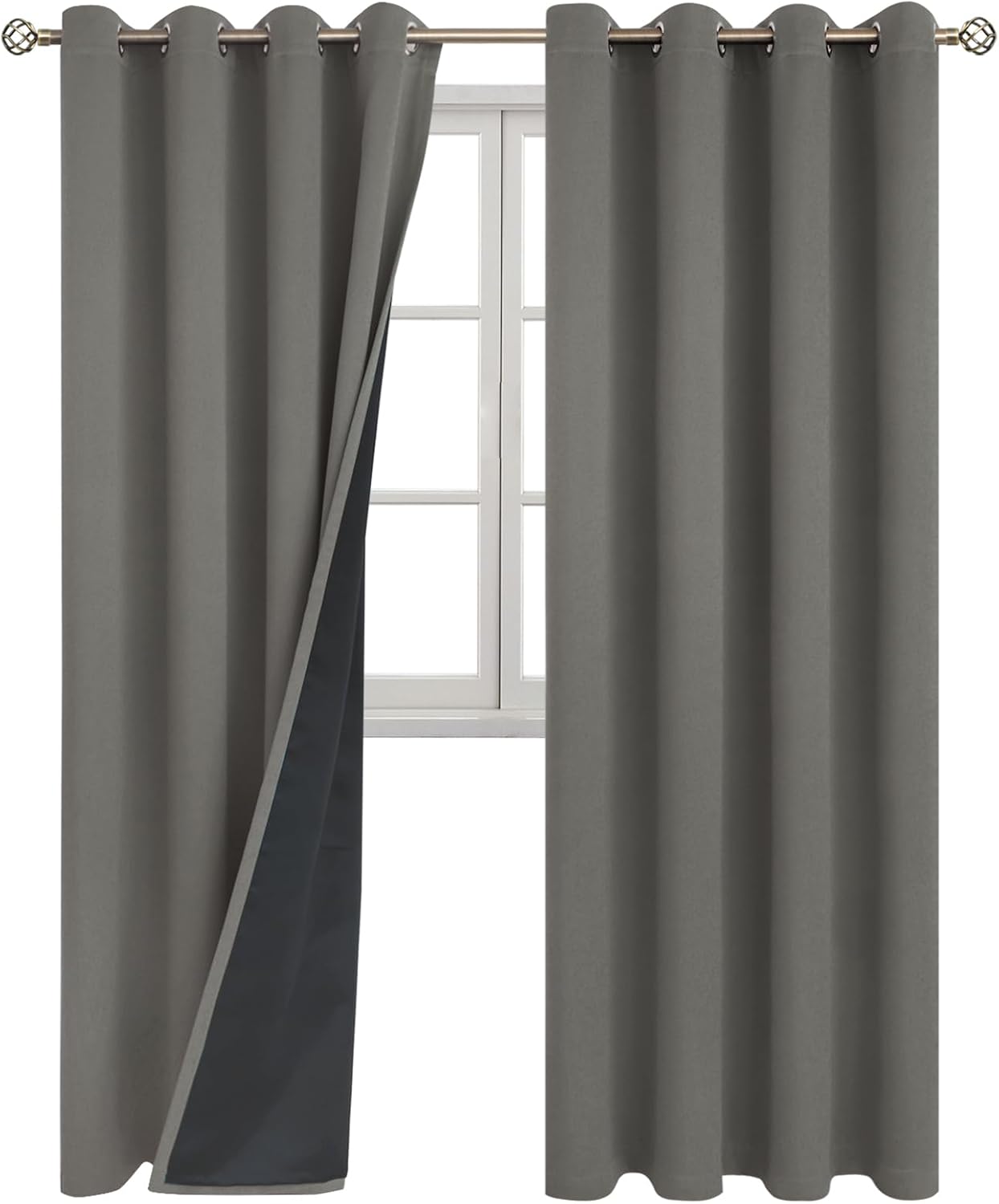 BGment Grey Blackout Curtains 95 Inches Long 2 Panels Set for Living Room, Thermal Insulated 100% Light Blocking Curtains & Drapes, Grommet…