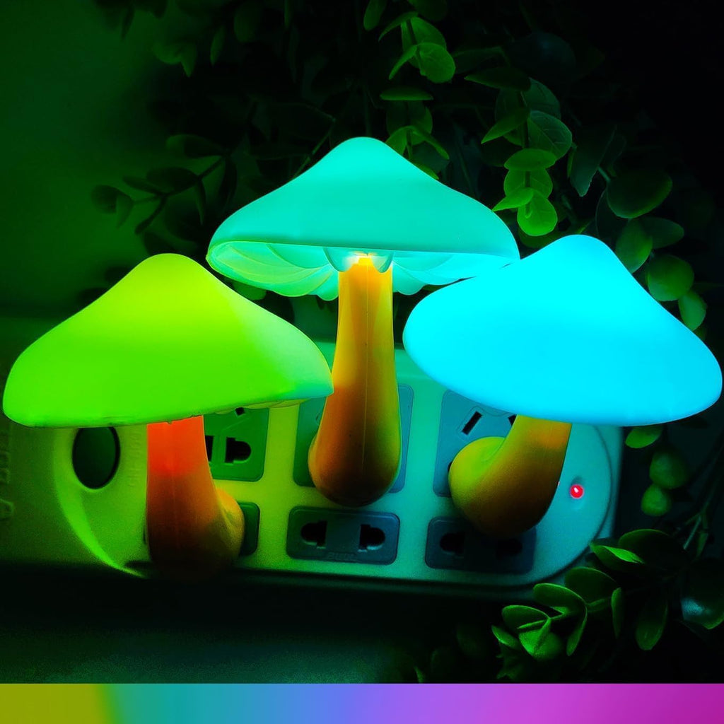 AUSAYE 3 Pack Sensor LED Night Light Plug in Lamp 7 Color Changing Mushroom Light Cute Night Lights for Adults Kids NightLight…