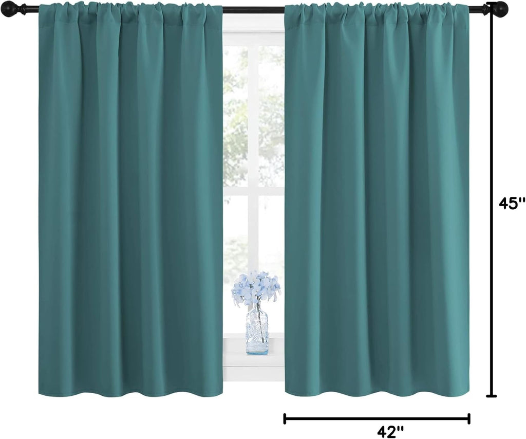 NICETOWN Window Curtains Blackout Drapes - Thermal Insulated Solid Rod Pocket Blackout Curtains/Draperies for Living Room (Sea Teal, One…