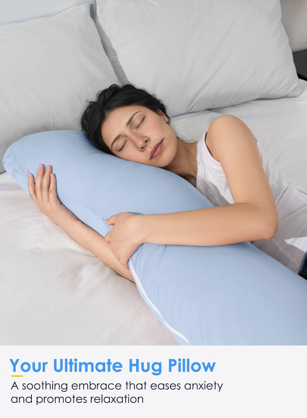 Queenrose QUEEN ROSE Cooling Body Pillow, Full Body Support Pillow for Side Sleepers, Soft S Shaped Hug Pillow for Adults, with Removable P…