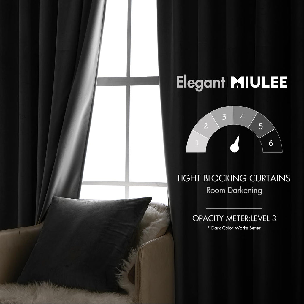 Miulee Grey Velvet Curtains 84 inches 2 Panels - Luxury Blackout Curtains for Bedroom Living Room Thermal Insulated Super Soft Window Drape…