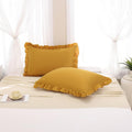 Merryword Mustard Yellow Pillowcases King Pillowcases Set of 2 Ruffle Pillow Shams Cute Pillow Covers Solid Ruffled Fringe Design Yellow Sh…