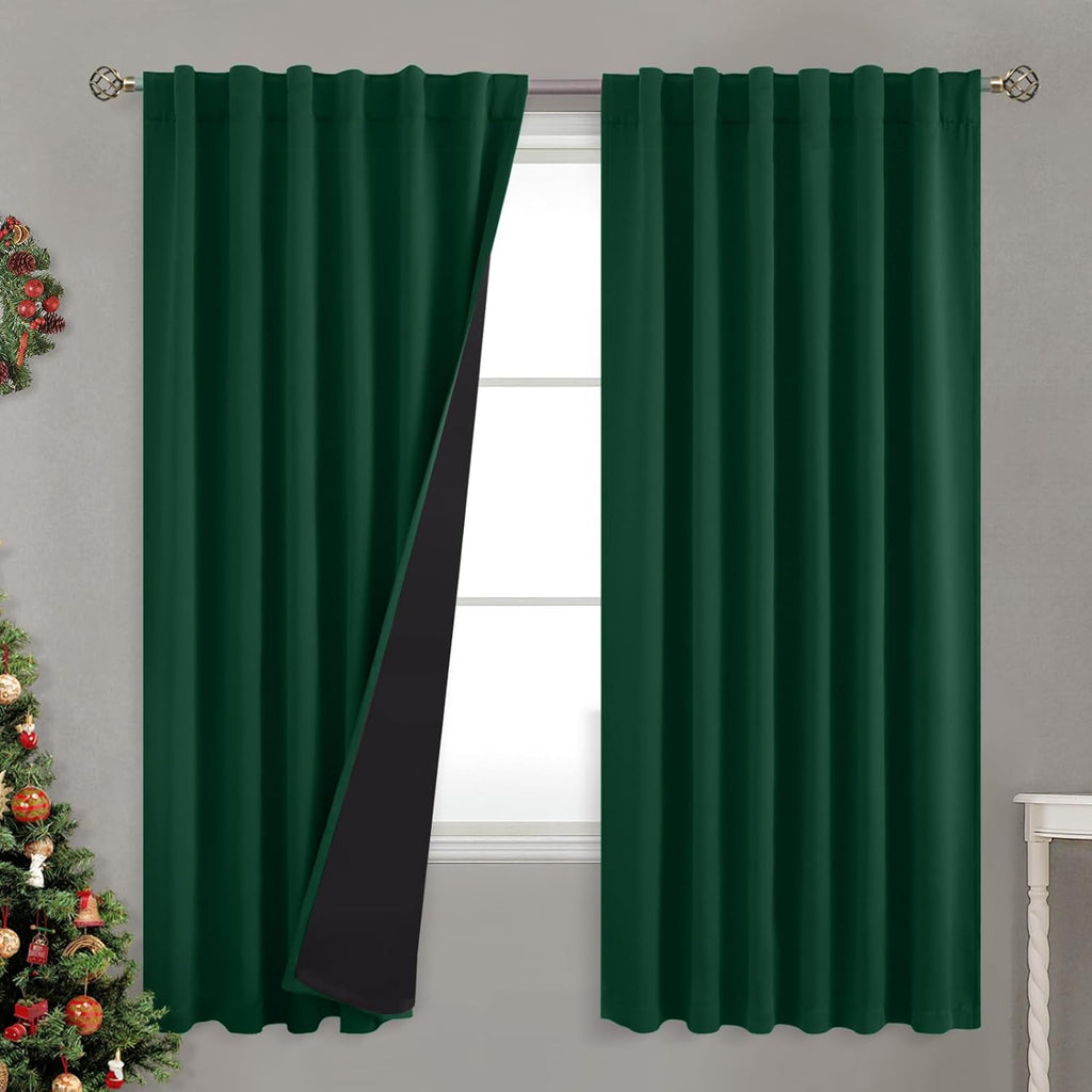 BGment 100% Thermal Insulated Blackout Curtains 72 Inches Long with Liner, Rod Pocket and Back Tab Double Layer Noise Reduce Room…