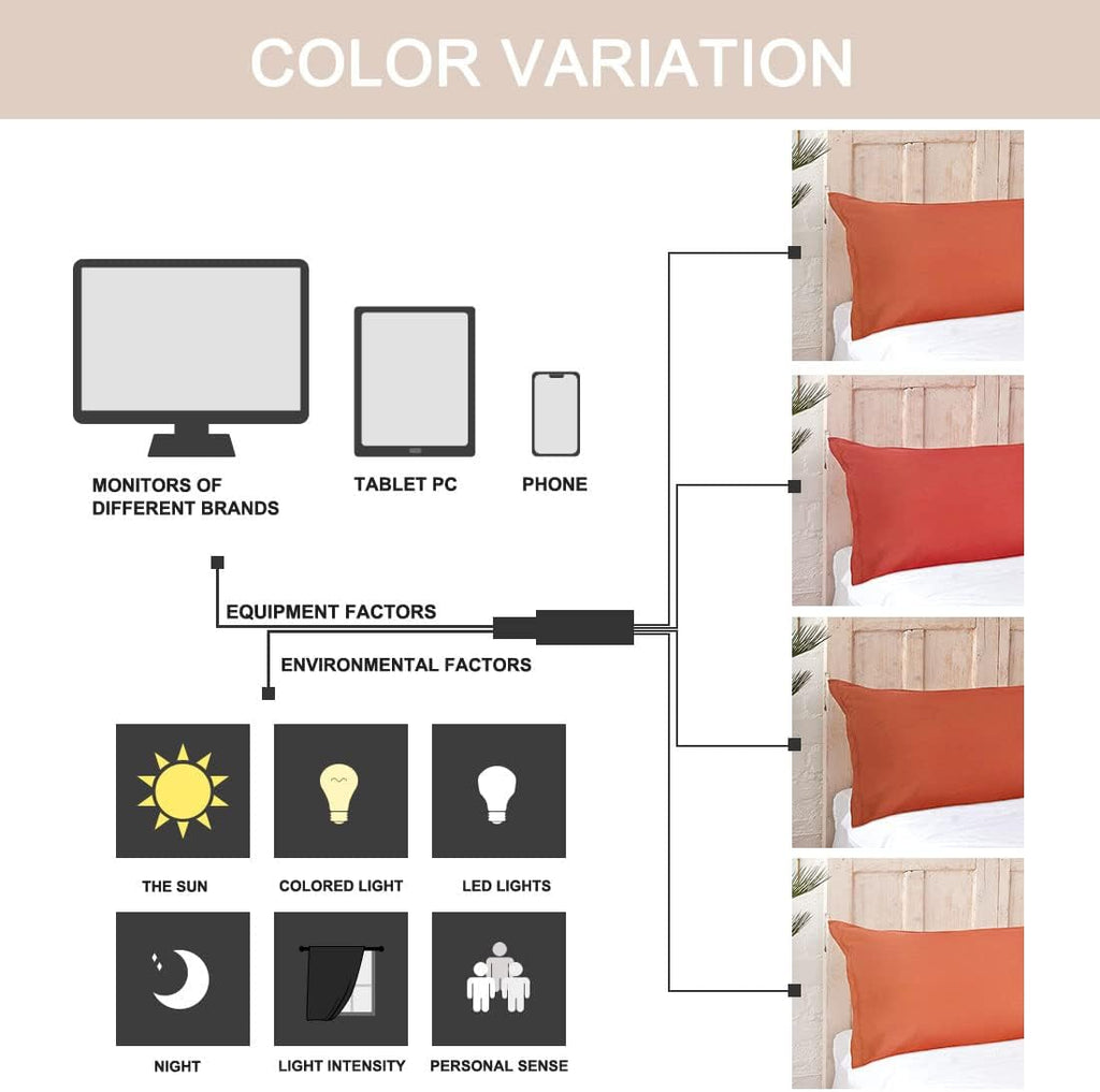 PiccoCasa Body Pillow Cover, 110 GSM Brushed Microfiber, Rust Color, Zipper Closure, Soft Long Cases for 20"x48" Body Pillows cotton
