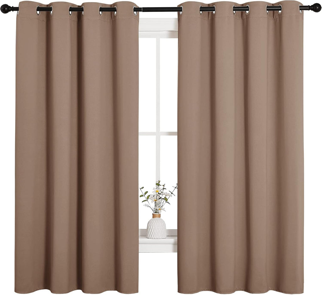 NICETOWN Blackout Window Curtains and Drapes for Kitchen, Window Treatment Thermal Insulated Solid Grommet Blackout Drapery Panels (Set…