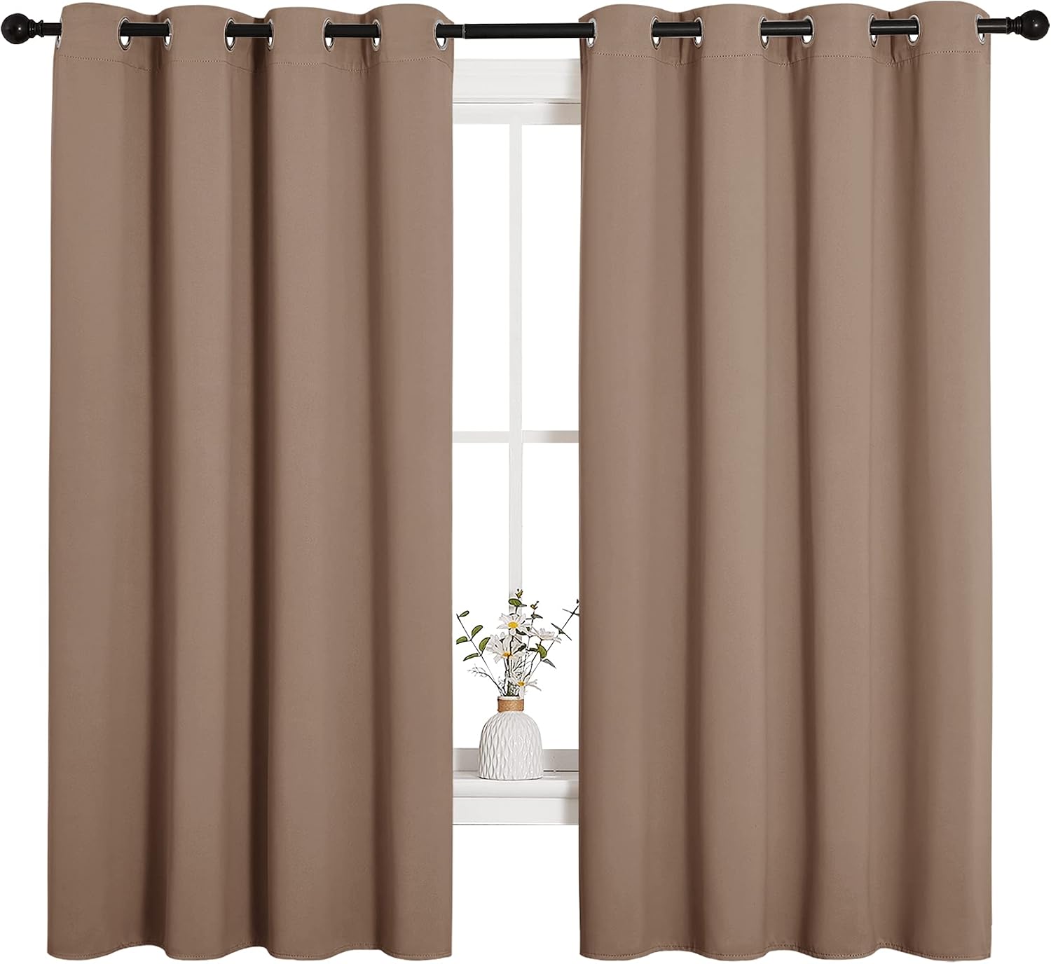 NICETOWN Blackout Window Curtains and Drapes for Kitchen, Window Treatment Thermal Insulated Solid Grommet Blackout Drapery Panels (Set…