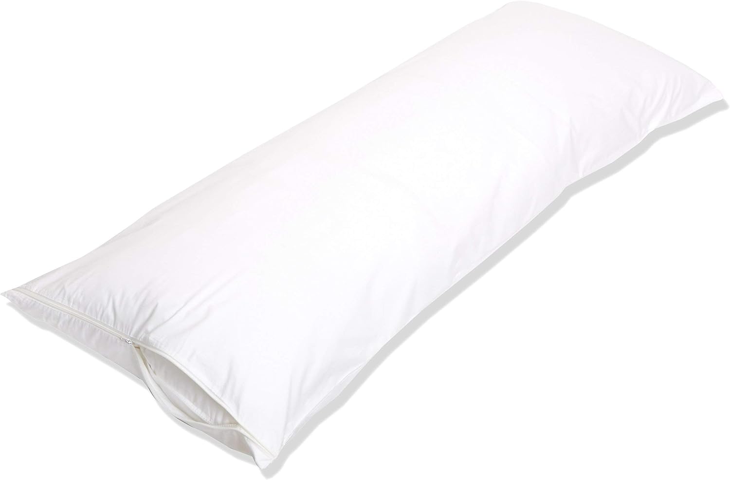 Amazon Basics Hypoallergenic Protector Cover Pillowcases - 21 x 55 Inches, Body Size, White, Pillows Not Included