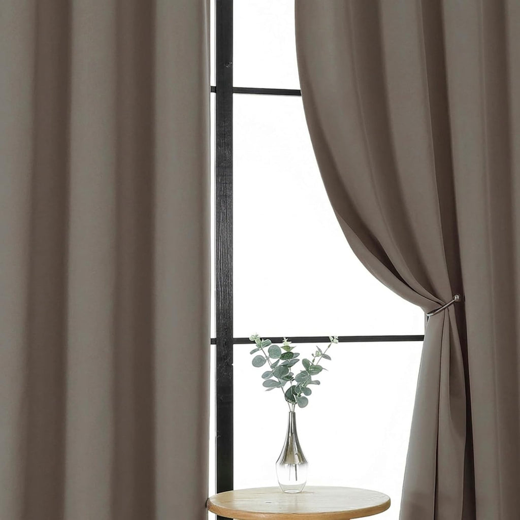 Gwine Latte Blackout Curtains for Bedroom 84 Inches Long - Thermal Insulated Noise Reducing Window Curtain Panels, Solid Room Darkening…