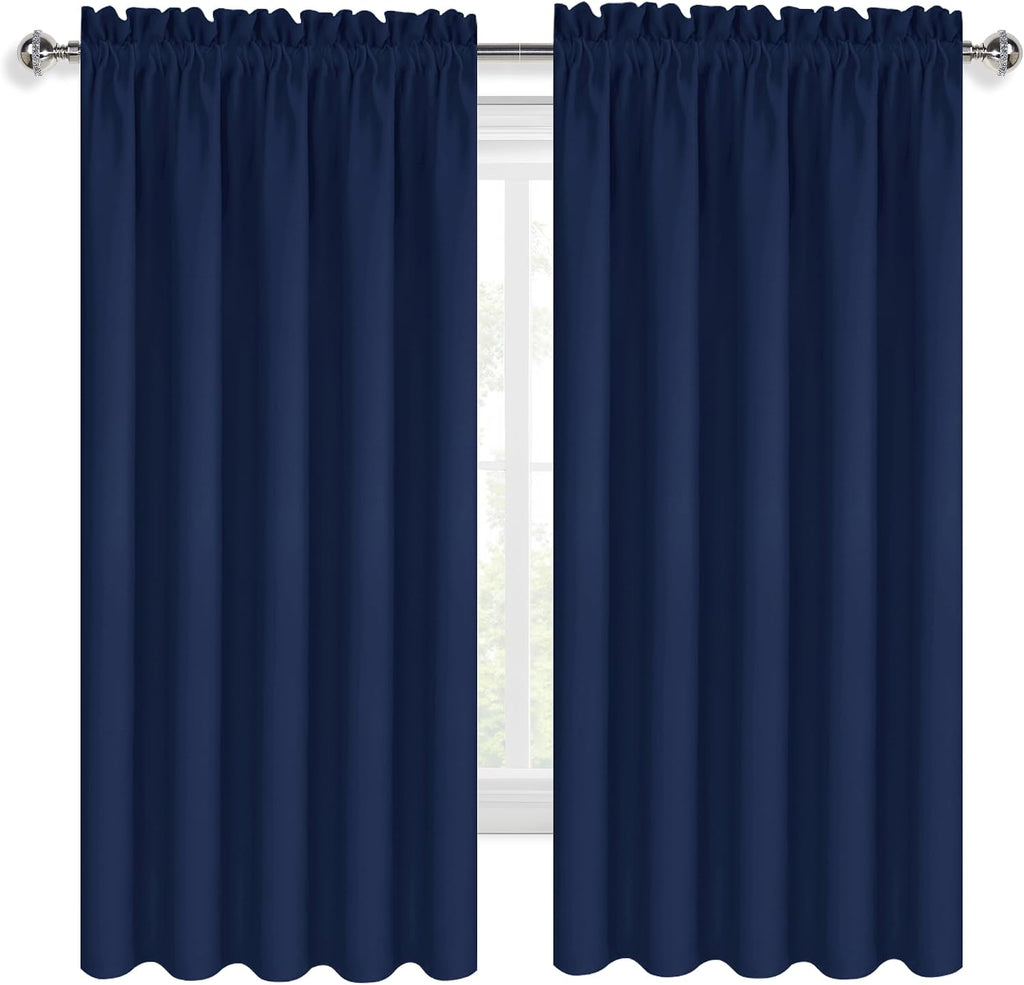Dwcn Bedroom Blackout Curtains 60 x 63 Inches Length 2 Panels Set, Solid Thermal Insulated Energy Saving Window Treatment Drapes, Rod Pocke…