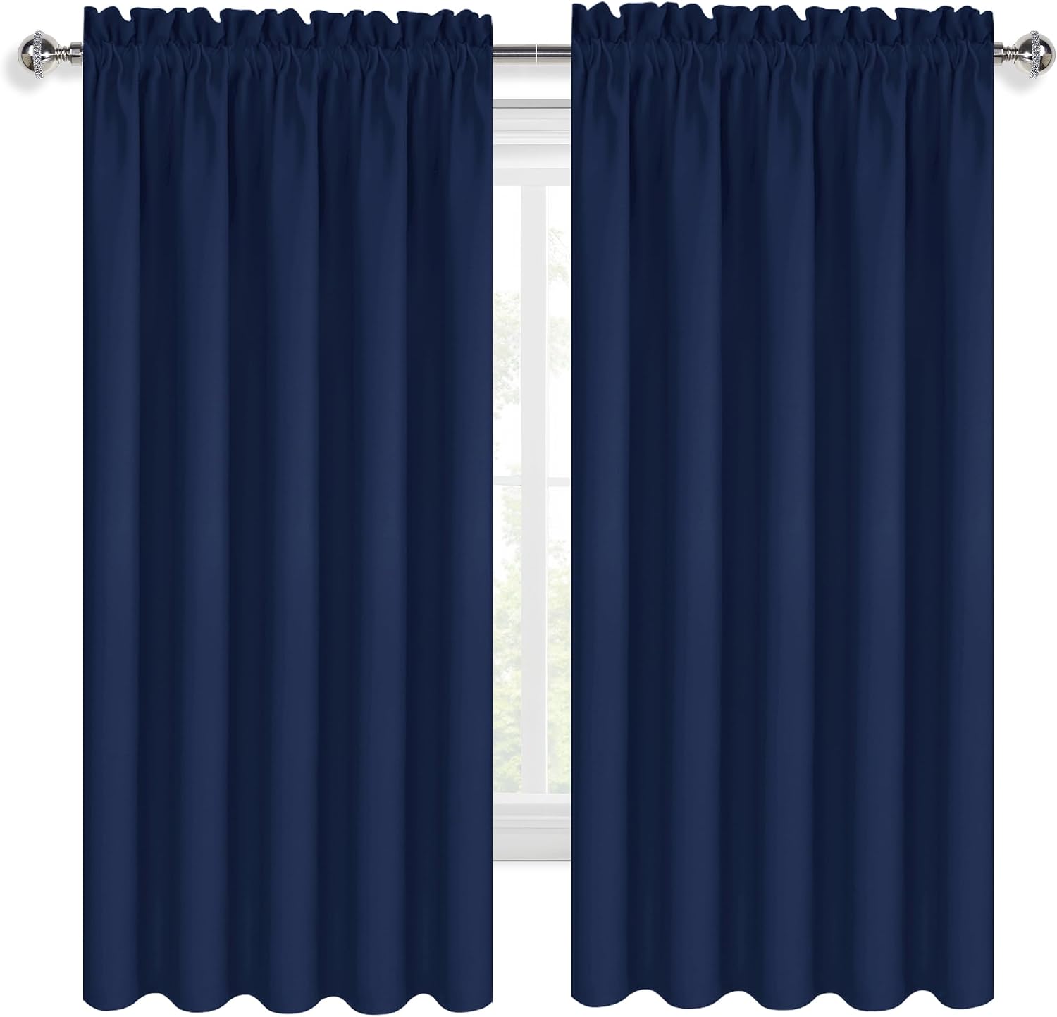 Dwcn Bedroom Blackout Curtains 60 x 63 Inches Length 2 Panels Set, Solid Thermal Insulated Energy Saving Window Treatment Drapes, Rod Pocke…