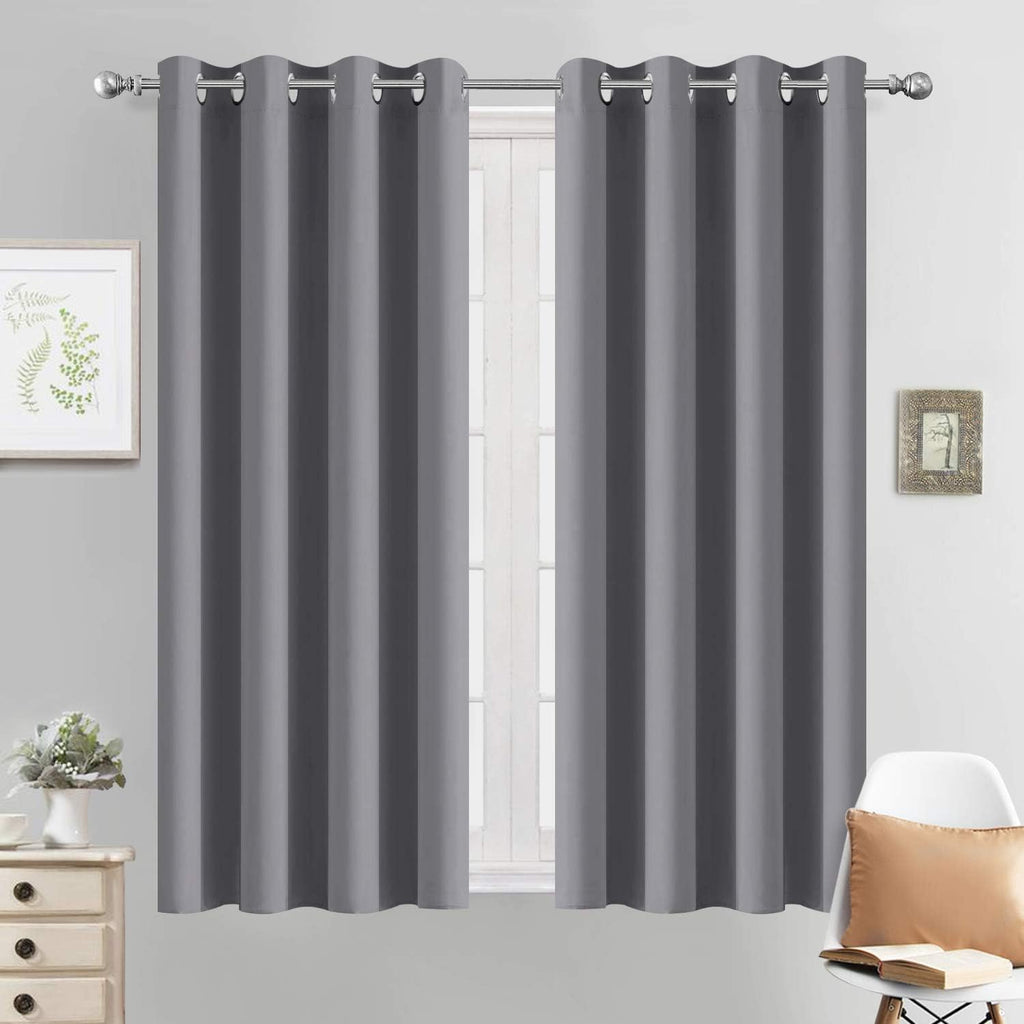 Yakamok Grommet Room Darkening Thermal Insulated Blackout Curtains Window Panels for Bedroom Width 52 Inch by Length 54 Inch Grey Two…